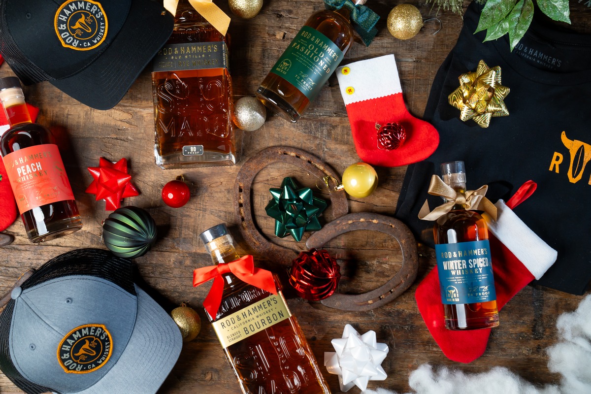 Styled product photography of Rod & Hammer's whiskey bottles