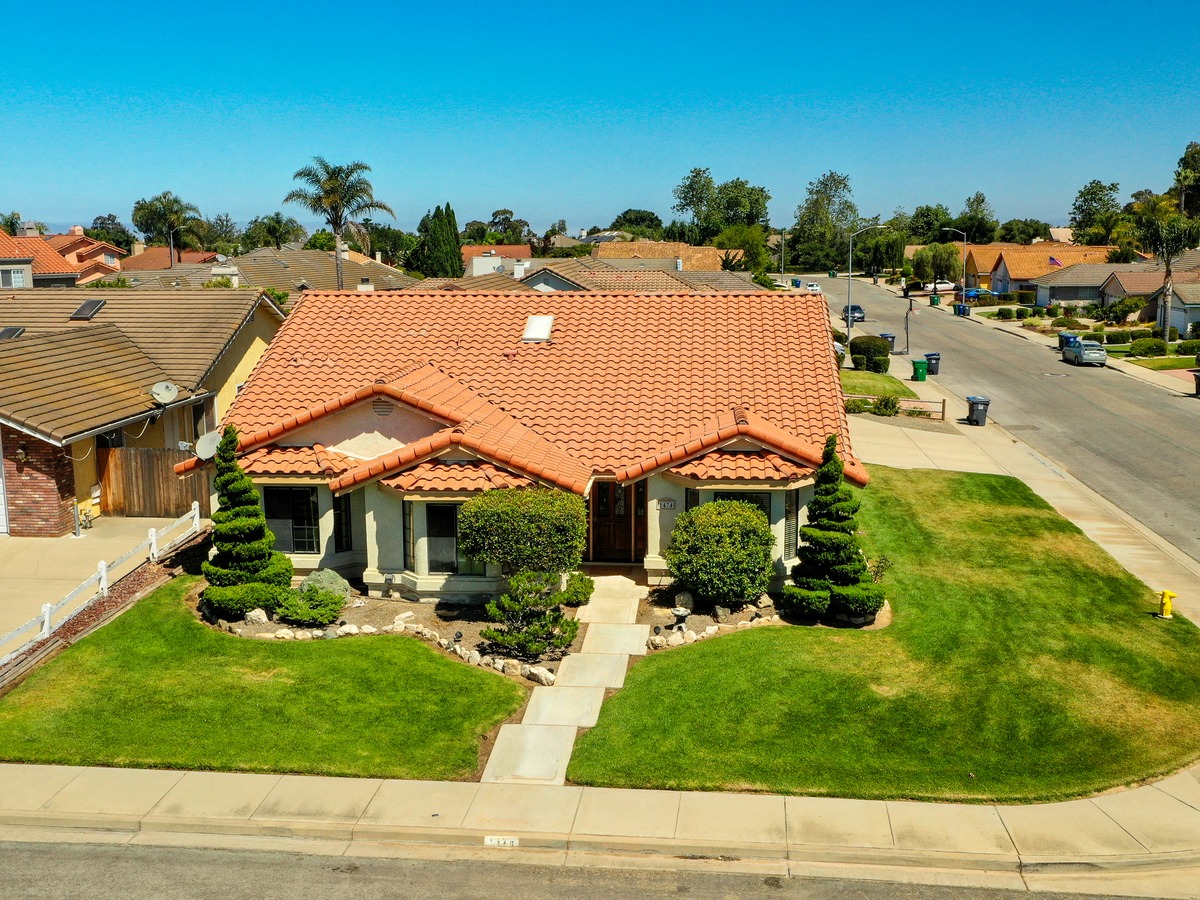 Aerial view of a residential property on Mercer Court in Orcutt, California